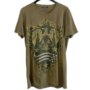 Balmain FW14 Olive Green Eagle Flag Print T-shirt